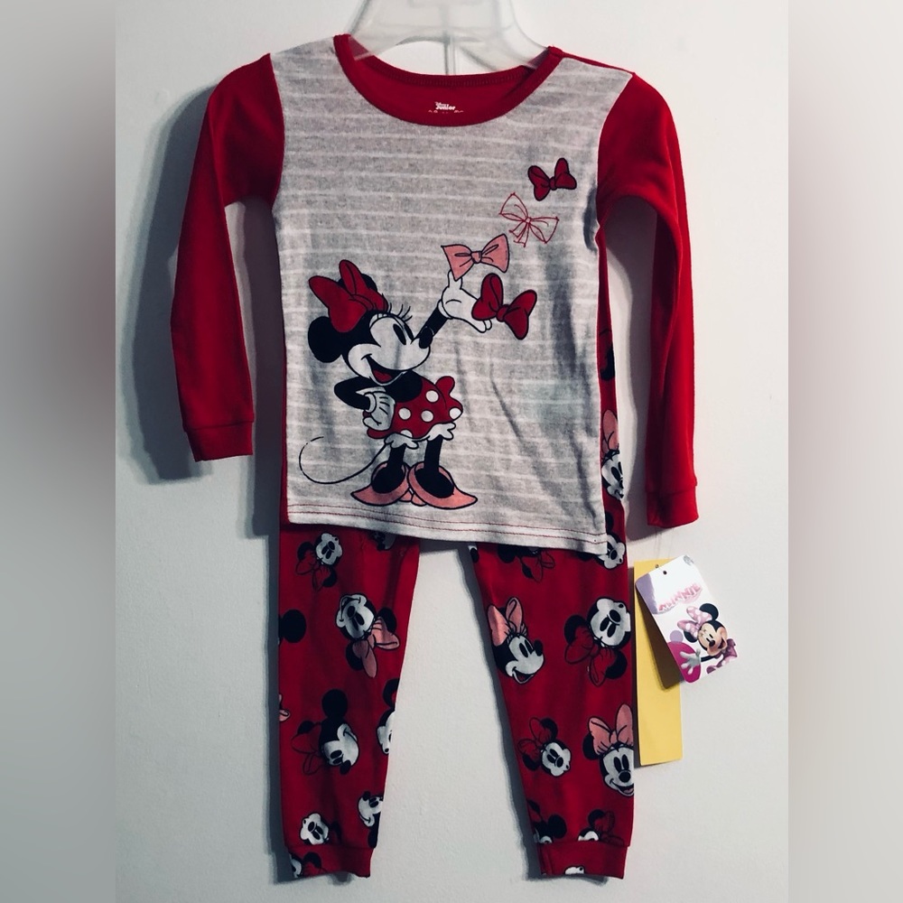 Disney Minni Mouse Girl’s 2pcs set shirt long sleeves/leggings pull on Red.4T